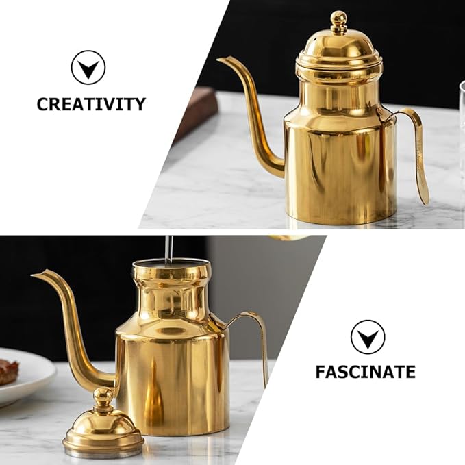 Stainless Steel Oil Bottle, 18oz Olive Oil Dispenser with Drip Free Spout, Kitchen Sauce Container (500 ml)