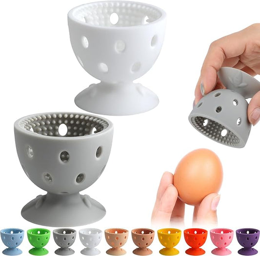 2 PCS Egg Washer for Fresh Eggs, Silicone Egg Brush Cleaner, Egg Cleaner Scrubber for Fresh Eggs, Reusable Multipurpose Washing Egg Tool for Fruits and Vegetables (Grey/White)