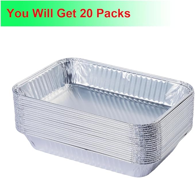20Pack Grill Drip Pans Compatible for Weber 6415 Grills, Grease Pan Liners for Weber Spirit, Genesis, Traveler, Q Series Disposable Aluminum Foil Grease Trays Accessories 8.5" x 6"