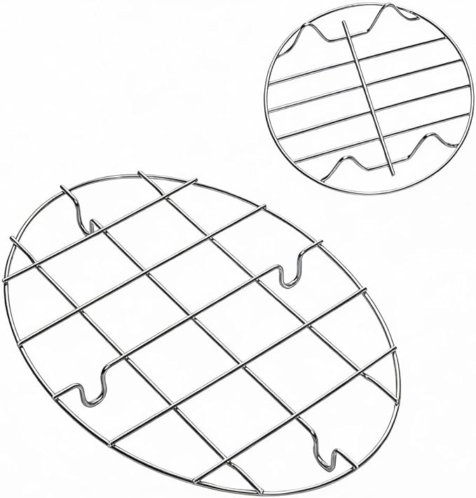 2 Pieces 304 Stainless Steel Cooling Racks, Roasting Rack, Multi-Purpose Cooking Rack Set for Baking, Roasting, Steaming and Cooling, Round and Oval Shapes Included