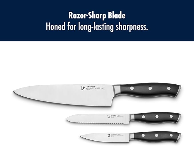 HENCKELS x EMERIL Lagasse The Nola Collection Razor-Sharp German 3-pc Chef's Starter Knife Set, Made in Company-Owned German Factory with Special Formula Steel perfected for almost 300 Years