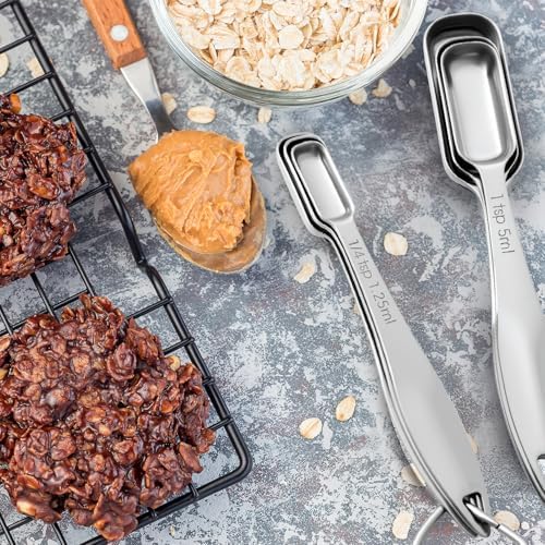 FANGSUN Stainless Steel Measuring Spoons Set of 6, Narrow Design