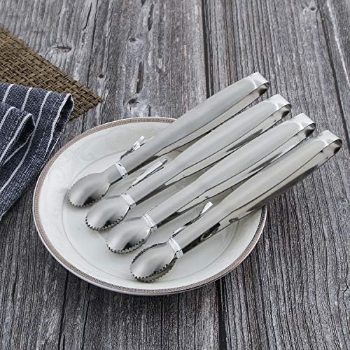 MSY BIGSUNNY 6" Premium Stainless Steel Sugar Cube Tongs Ice Tongs, Mini Serving Tongs Appetizers Tongs - Set of 4 (Silver)