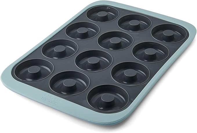 Chicago Metallic 12-Cup Silicone Donut Pan, Nonstick Bakeware with Wire-Reinforced Rim, BPA-Free Food-Grade Silicone, Oven Safe to 428°F, Dishwasher Safe, Easy Donut Release