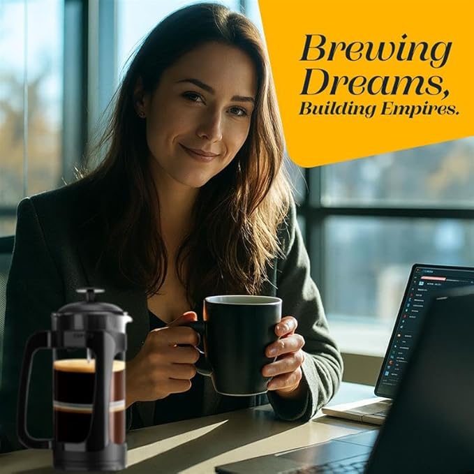 ESPRO P3 French Press Coffee Maker – Patented Double Micro-Filter for Grit-Free Brew, Heat Resistant thicker Borosilicate Glass Coffee press – (Black 32 oz)