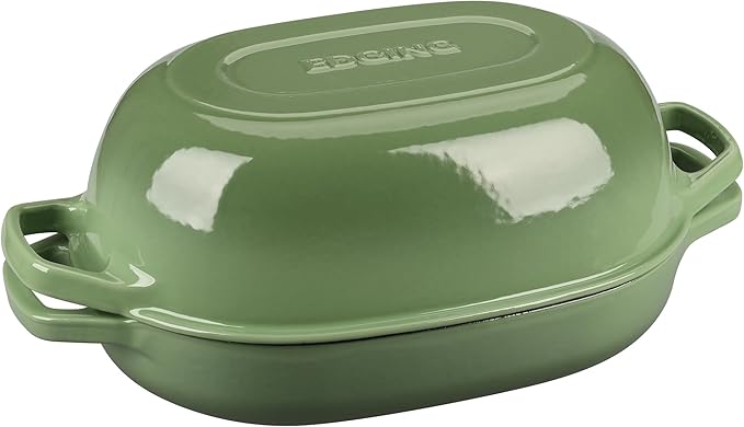 Enameled Cast Iron Oval Dutch Oven Pot with Lid, Dutch Oven for Sourdough Bread Baking, Bread Oven, Bread Dutch Oven, Oval Bread Pan, 7qt, Pistachio Green