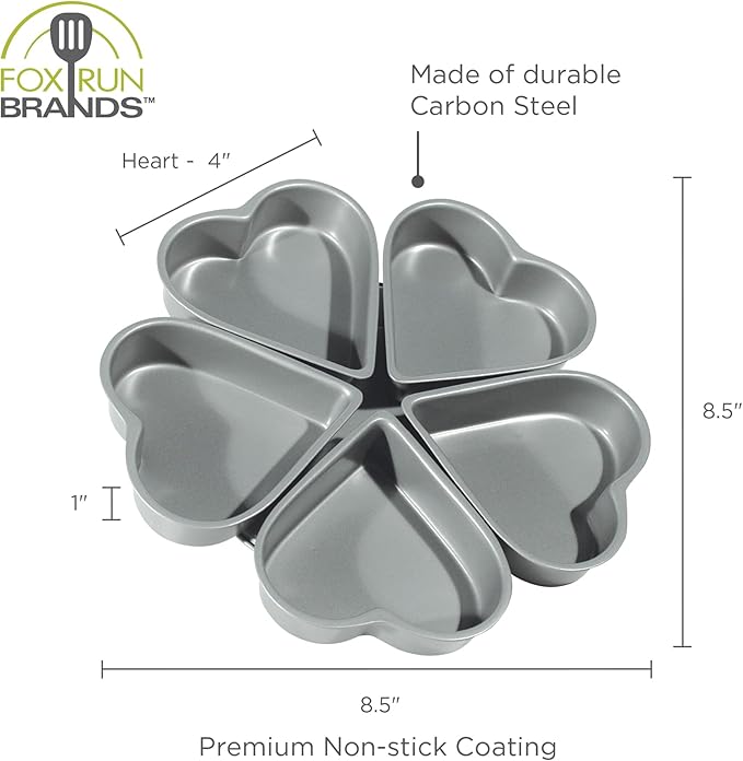 Fox Run Linked Heart Cake Pan, 4-Inch, Preferred Non-Stick