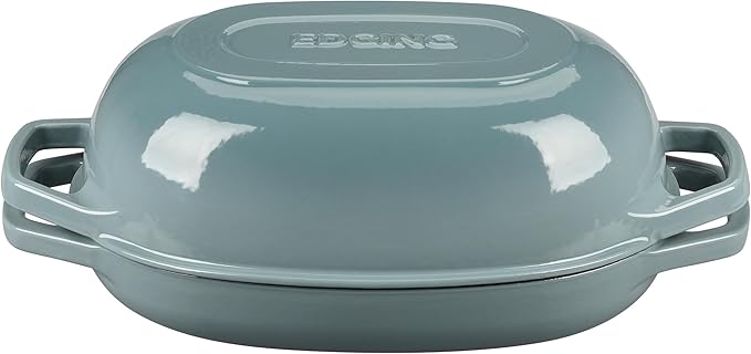 Enameled Cast Iron Oval Dutch Oven Pot with Lid, Dutch Oven for Sourdough Bread Baking, Bread Oven, Bread Dutch Oven, Oval Bread Pan, 7qt, Seasalt