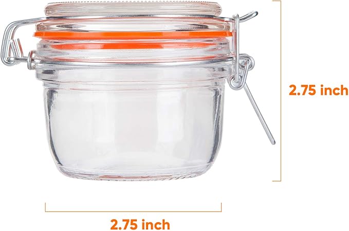 Encheng Small Glass Jars With Airtight Lids, Glass Spice Jar 5 oz,Maosn Jars With Leak Proof Rubber Gasket 150ml,Glass Storage Containers With Hinged Lid,Kitchen Canisters 12 Pack