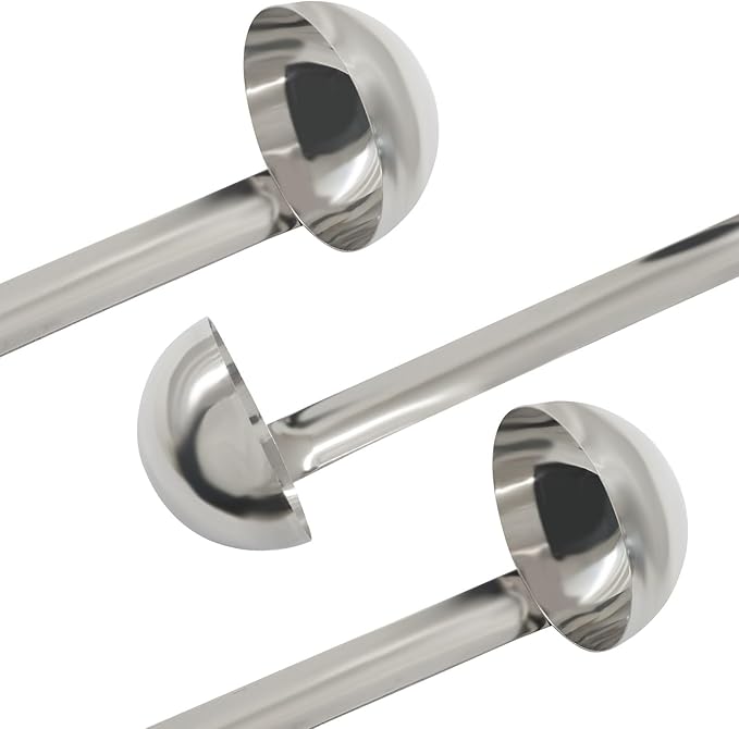 10 Oz Stainless Steel Ladle, 3 Pcs Sturdy Soup Ladle, 15" Long Handle Length for Stirring, Portioning and Serving Soup and Stew in Restaurants and Home (4.17" Bowl Diameter）