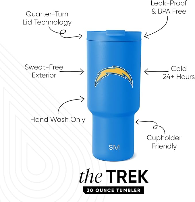 Simple Modern Officially Licensed NFL 30oz Tumbler with Flip Lid and Straws | Football Insulated Stainless Steel Cup | Gifts for Men Women | Trek Collection