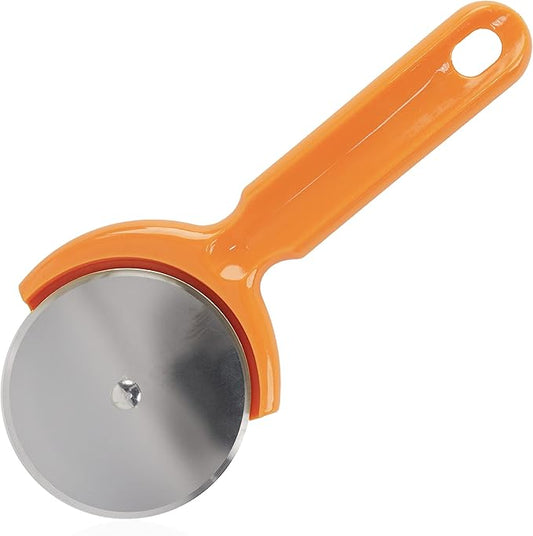 Stainless Steel Pizza Cutter - 7.75 inch Slicer for Pizzas, Pockets and More -Orange Plastic Handle Pizza Cutter Wheel.