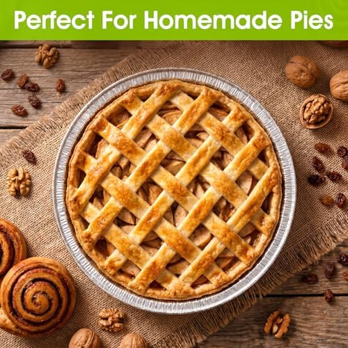 75 Pack 9" Aluminum Foil Pie Tins, Round Aluminum Foil Pie Pans, Tins Disposable Foils Plates Freezer Oven Safe for Baking, Cooking, Quiche, Tarts, Pies, Takeout Spare Essentials
