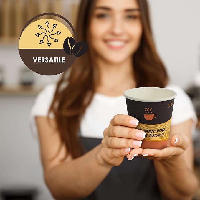 PAMI Disposable Coffee Cups, Single-Use Paper Cups, To-Go Hot Beverage Cups for Espresso Coffee Tea Hot Chocolate, Leak Resistant, Cafe & Home Use (50, 10oz)