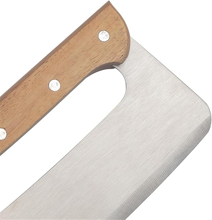 AMUZHI Stainless steel pizza cutter with cover Non-Stick Pizza Cutter pizza cutter rocker 14 inch (Single wooden handle)