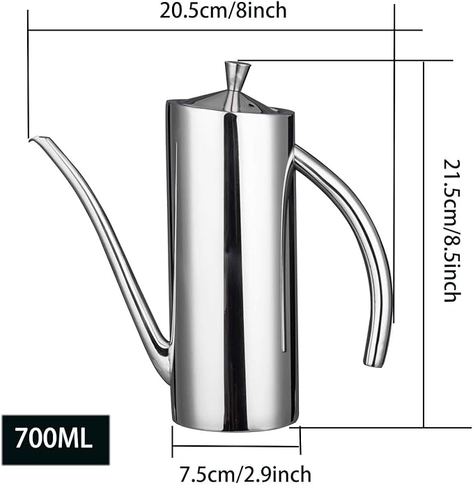 IMEEA Olive Oil Dispenser SUS304 Stainless Steel Cooking Kitchen No Drip Oil Can Vinegar Container, 24oz/700ml