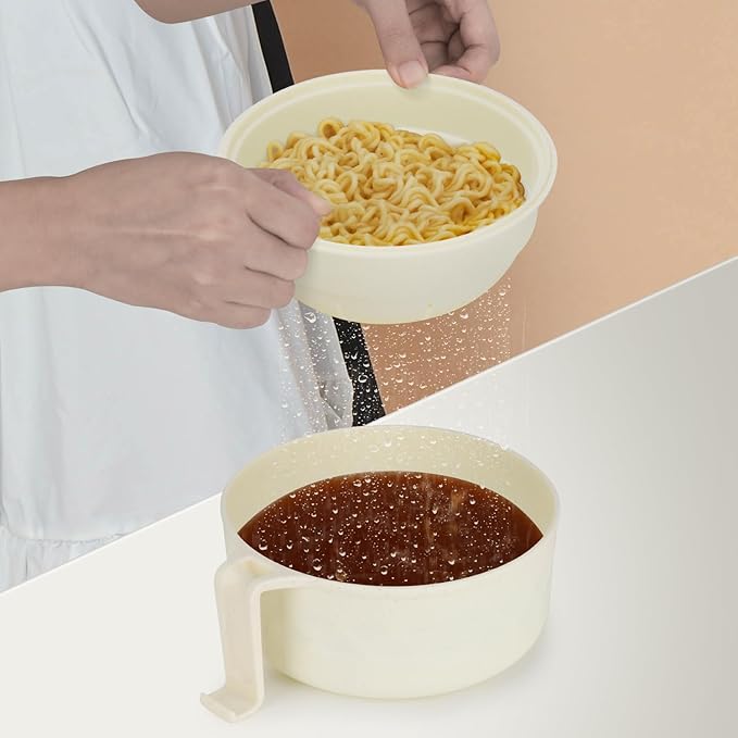 Ramen Bowl Set of 2, Ramen Cooker 33 oz, Ramen Bowls with Chopsticks and Spoon, Microwave Pasta Cooker, Ramen Bowl Microwave Gift College Dorm Essentials for Girls Guys (White)