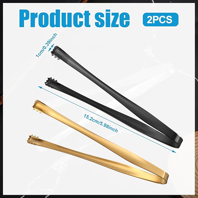 2pcs Egg Chalaza Removal Tool, Stainless Steel Toothed Egg Chalaza Membrane Remover Eggshell Fragment Remover Kitchen Tongs for Cooking Bakers Chefs (Black, Gold)