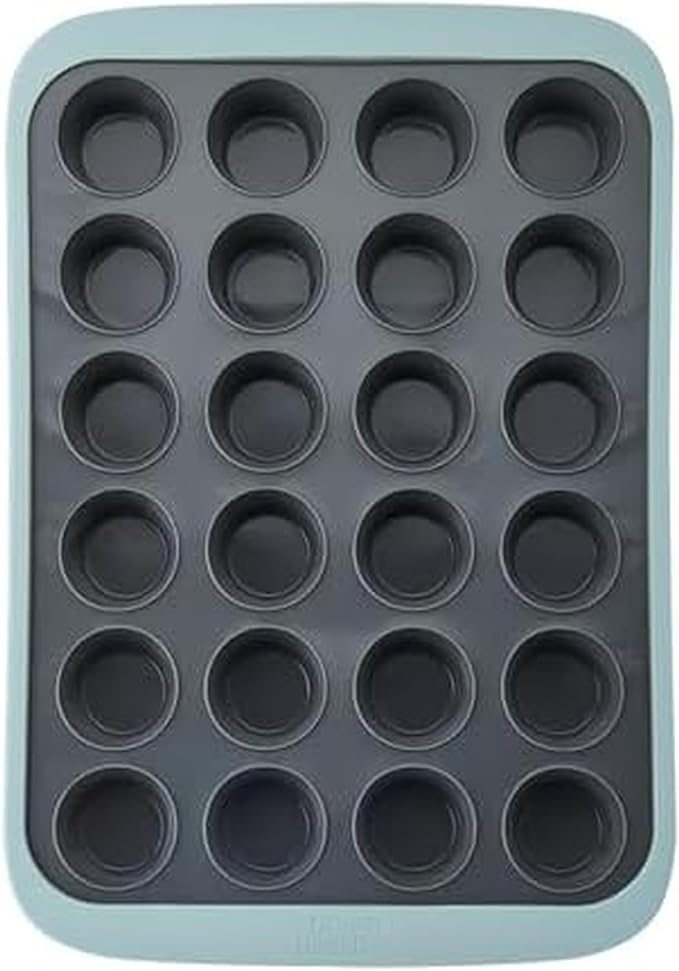 Chicago Metallic 24-Cup Silicone Muffin Pan, Nonstick Bakeware with Wire-Reinforced Rim, BPA-Free Food-Grade Silicone, Oven Safe to 428°F, Dishwasher Safe, Easy Cupcake Release