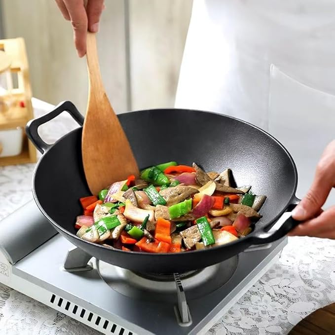 Cast Iron Wok with Lid (Wok with Lid 12 inch)