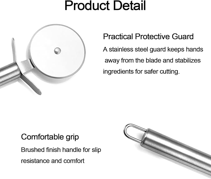 Pizza Cutter Wheel, Stainless Steel Pizza Slicer with Sharp Blade, Heavy Duty Rotary Pizza Cutter for Kitchen, Pizza, Pastry & Flatbread