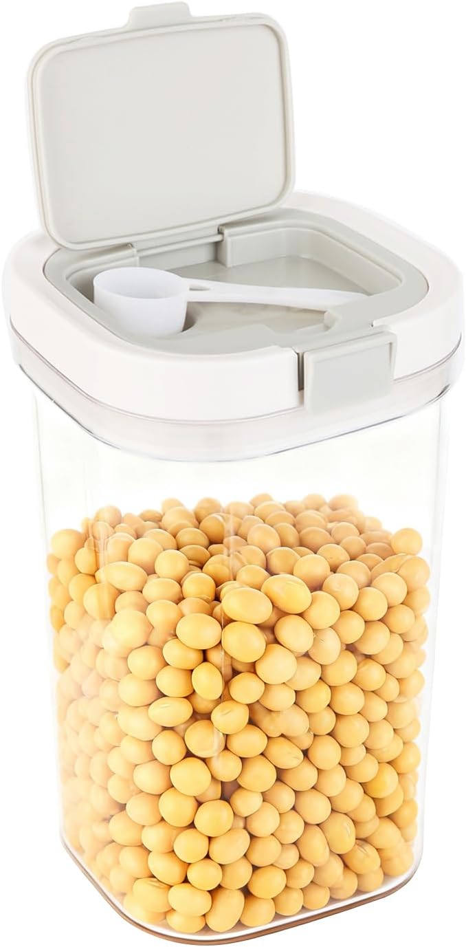 Airtight Food Storage Container, 61oz Moisture-Proof Canister with Measuring Spoon for Coffee, Protein Powder, Sugar, Flour, Cereal, Kitchen & Pantry Organization (1800ML)