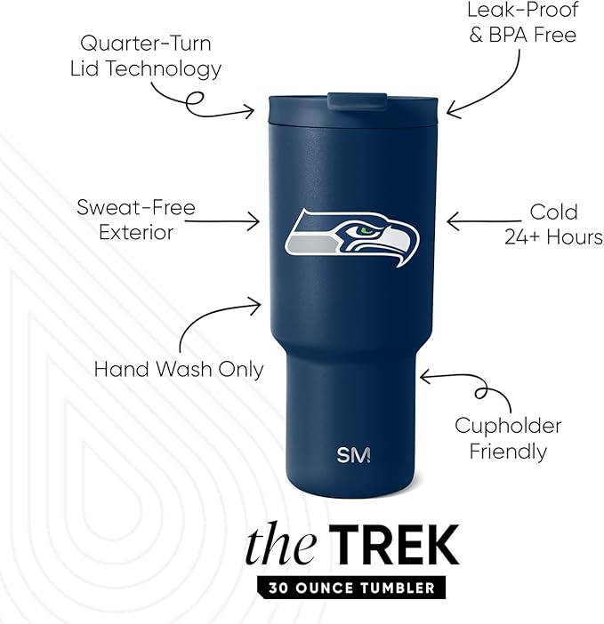Simple Modern Officially Licensed NFL 30oz Tumbler with Flip Lid and Straws | Football Insulated Stainless Steel Cup | Gifts for Men Women | Trek Collection