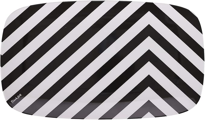 French Bull 13" Rectangular Platter - Melamine Platters and Serving Ware - Plate, Dish, Serving, Collection - Black & White