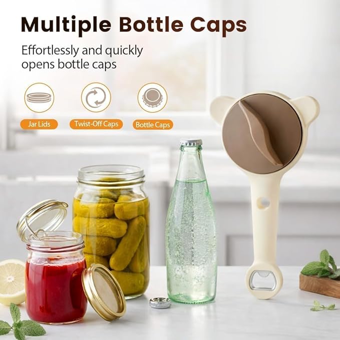 Multi-Functional Retractable Jar and Bottle Opener, Magnetic Stainless Steel Can Opener with Ergonomic Handle