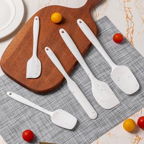 Silicone Spatula Set,5 Piece Food Grade Rubber Spatulas,Candy Color