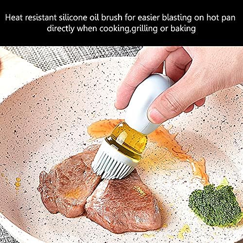 Oil Dispenser with Brush - Glass Olive Oil Dispenser for Kitchen, 2 IN 1 Oil Dispenser Bottle with Silicone Basting Brush for Cooking Vinegar Sauce BBQ Grill Frying, T-OB21, Green