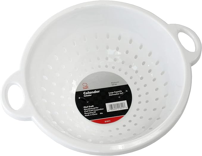 Chef Craft Select Plastic Deep Colander, 11x5 inch 5 quart, White