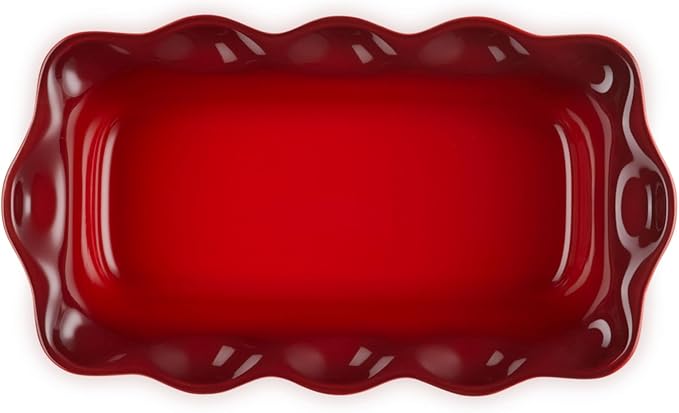 Le Creuset Stoneware Heritage Fluted Loaf Pan, 9", Cerise