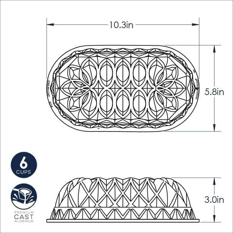 Nordic Ware Jubilee Loaf Pan, 6 Cup, Gold