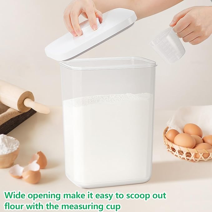 6 Qt Food Storage Container with Pop-up Lid -Airtight Crystal-Clear Plastic Flour Container, Tall and Slim Storage Bin Fit for Kitchen Pantry Organization