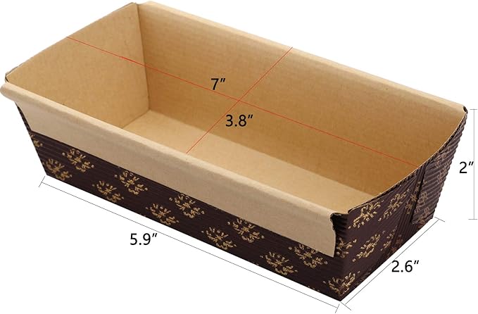 Lawei 30 Pack Paper Loaf Pans, Disposable Paper Baking Loft Mold, 6 x 2.5 x 2 inch Rectangle Baking Pans for Quick Bread Small Pumpkin Breads, Microwave Oven Freezer Safe