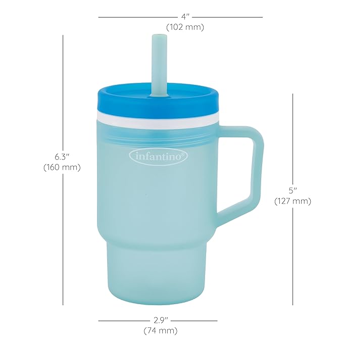 Infantino My 1st Tumbler, Durable Plastic Sippy Cup with Silicone Leak-Resistant Straw & Handle, for On-the-Go, BPA-Free Transition Cup, Moody Blue