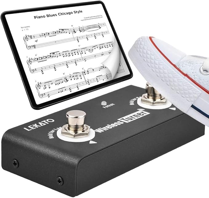 LEKATO Wireless Page Turner Pedal Bluetooth Foot Pedal for Tablets Phone (Android & IOS system above version 13.4 support) - External Pedal for LEKATO Loop Pedal Tuner Switching Control