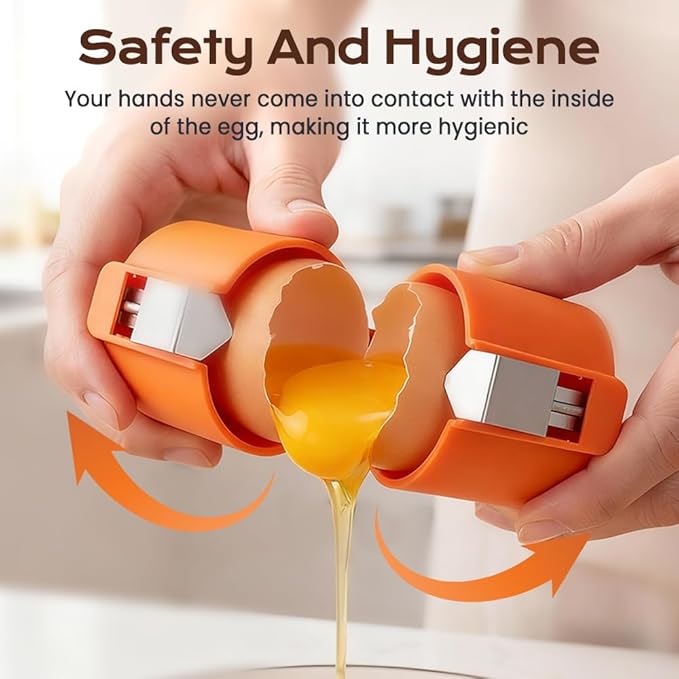 2026 New Egg Shell Opener, Stainless Steel Egg Cracker Tool, Multifunctional Egg Shell Opener for Raw & Hard-Boiled Eggs, Handheld Kitchen Gadget for Easy Peeling & Separating (yellow, 2PCS)