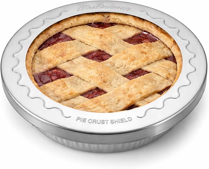 Mrs. Anderson's Baking Pie Crust Protector Shield, Fits Up To 8-Inch Pie Plates, Prevents Over-Browning And Spills