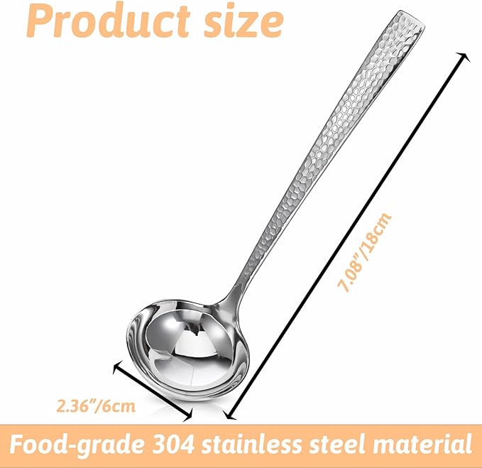 Gravy Ladle Stainless Steel 7.8'' Soup Ladles for Serving Small Soup Ladle Sauce Premium Verona Gravy Ladles Heavy Duty with Deep Bowl