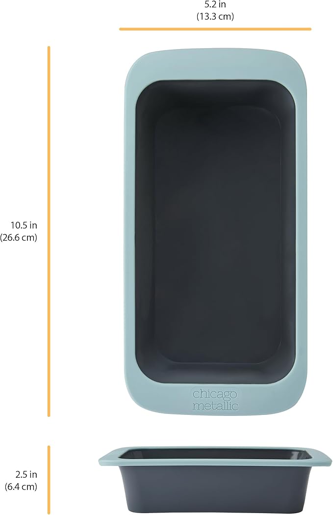 Chicago Metallic Silicone Loaf Pan, 5x9-Inch Nonstick Bakeware with Wire-Reinforced Rim, BPA-Free Food-Grade Silicone, Oven Safe to 428°F, Dishwasher Safe, Easy Bread Release