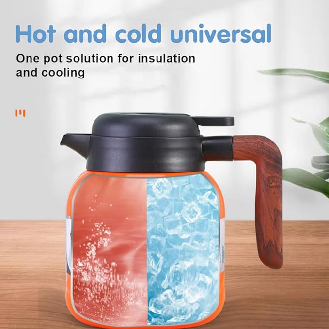 Vintage Floral Pattern Tea Pots – Built-in Infuser,Vintage Floral Teapot with Built In Infuser Stainless Steel Thermal Carafe with Lid for Hot Drinks,Purple(Wooden handle,35oz)