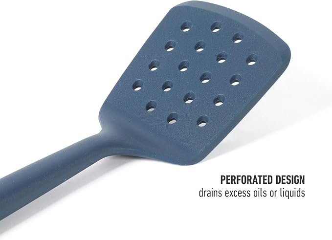 Calphalon Edge Silicone Flexible Slotted Turner - Navy Blue
