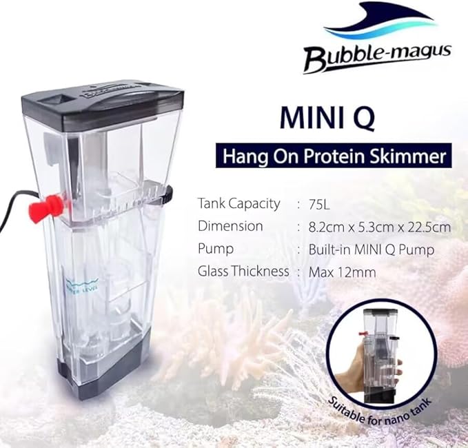 Bubble Magus MiniQ Internal Nano Protein Skimmer for Marine Saltwater Aquarium Up to 20 gallons