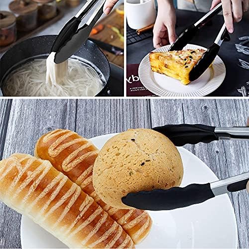 7 inch Mini Silicone Serving Tongs with Silicone Tips Set of 3