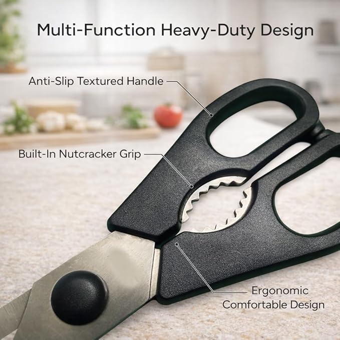 All-Purpose Kitchen Shears, Heavy-Duty Stainless Steel, Detachable Scissors with Comfortable Grip, Dishwasher Safe, 8-Inch