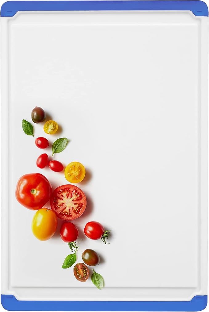 Large Cutting Boards for Kitchen - Dishwasher Safe Non-Slip Cutting Boards with Juice Grooves, Easy Grip Handles - Large and Thick Chopping Board Blue