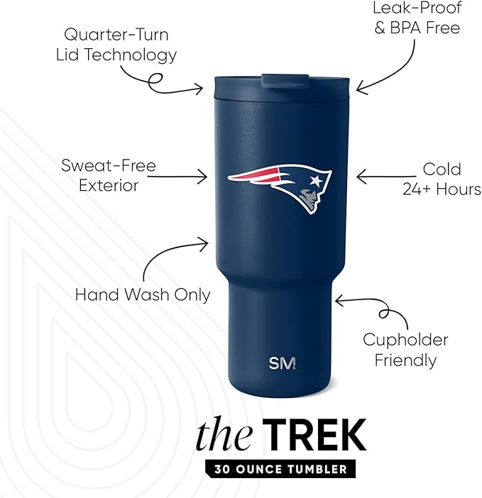 Simple Modern Officially Licensed NFL 30oz Tumbler with Flip Lid and Straws | Football Insulated Stainless Steel Cup | Gifts for Men Women | Trek Collection