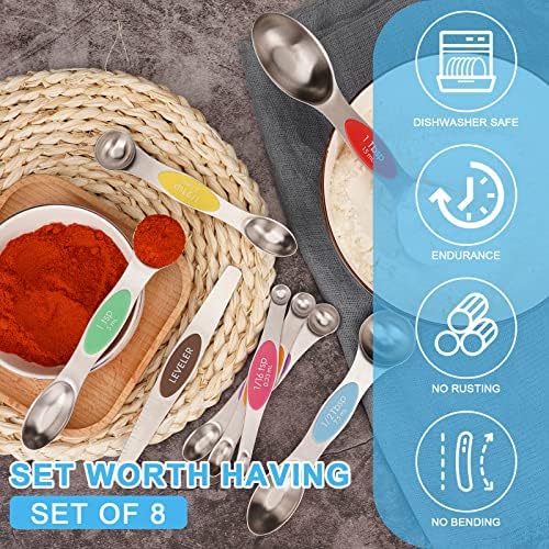 Aovchei 8 pcs Multi-Color Magnetic Measuring Spoons Set